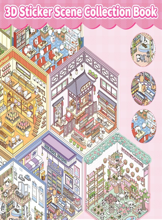 Nuesaurd DIY 3D Sticker Scene Book 12 Sets Sticker Scenes Miniature Room Scene Stickers Book Funny House Scene Sticker Book for Adults Kids Conduce to Relieve Stress Pass The Time - Image 4